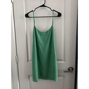 Reformation Green Polka Dot Slip Mini Dress Size 8